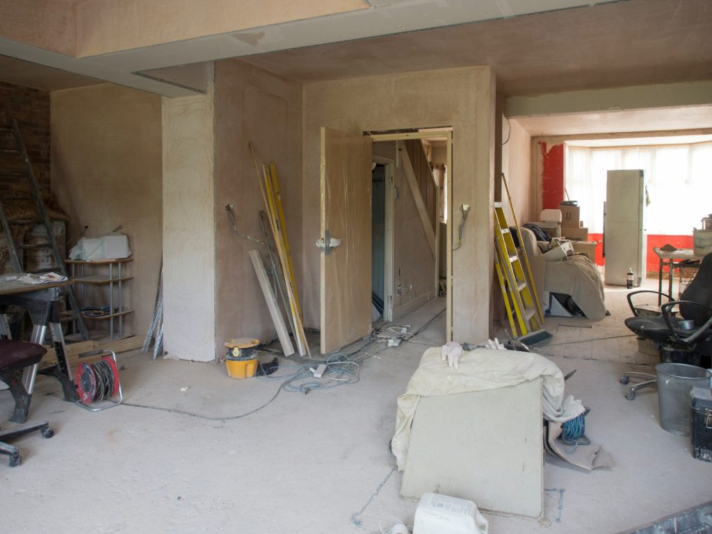 Interior home remodeling and renovation work in progress inside a residential property